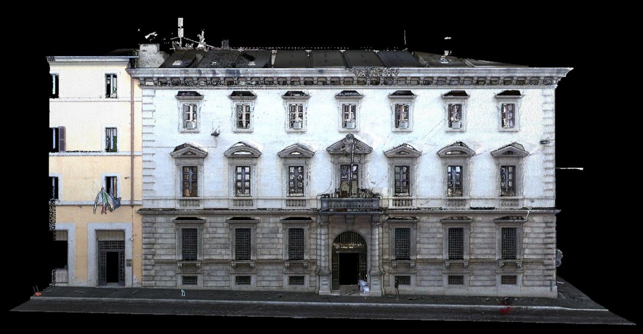 Ortofoto di facciata di un palazzo storico