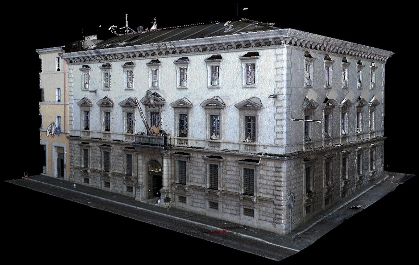 Nuvola di punti a colori di un palazzo storico